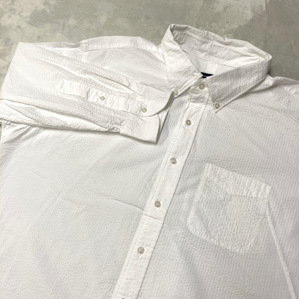 Proper Cloth Shirt Portuguese White Seersucker Button‎ Down Long Sleeve Mens XL
